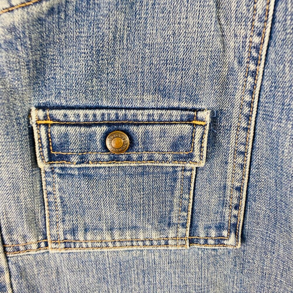 Vintage GAP Denim  Utility Skirt Womens 16 Blue Pockets Slit Made In USA Y2K 90s - Picture 3 of 10